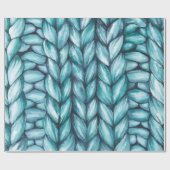 Blue Knitted Christmas Cadeaupapier (Vlak)