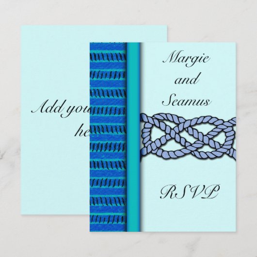 Blue Knoted Nautical Wedding RSVP (Voorkant / Achterkant)