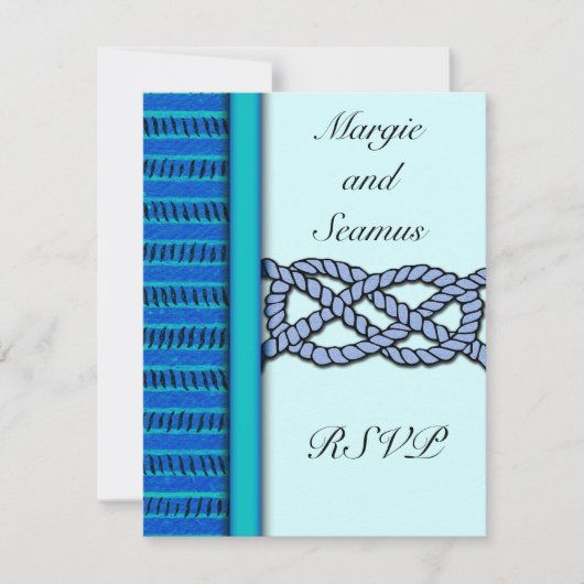 Blue Knoted Nautical Wedding RSVP Kaartje (Voorkant)