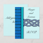 Blue Knoted Nautical Wedding RSVP Kaartje (Voorkant / Achterkant)
