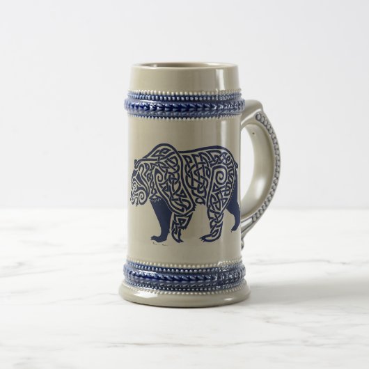 Blue Knotwork Beer Stein Bierpul (Voorkant rechts)