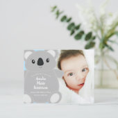 Blue Koala Beer Baby shower Briefkaart (Staand voorkant)