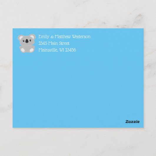 Blue Koala Beer Baby shower Briefkaart (Achterkant)