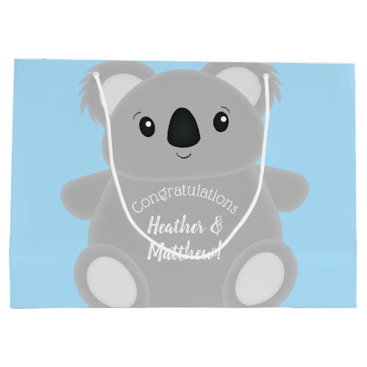 Blue Koala Beer Baby shower Groot Cadeauzakje (Achterkant)