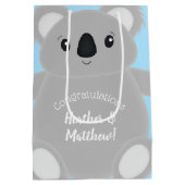Blue Koala Beer Baby shower Medium Cadeauzakje (Achterkant)