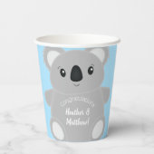 Blue Koala Beer Baby shower Papieren Bekers (Achterkant)
