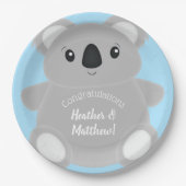 Blue Koala Beer Baby shower Papieren Bordje (Voorkant)