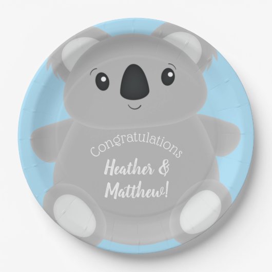 Blue Koala Beer Baby shower Papieren Bordje (Voorkant)