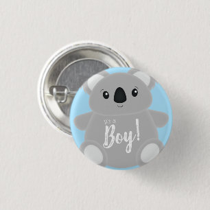 Blue Koala Beer Baby shower Ronde Button 3,2 Cm