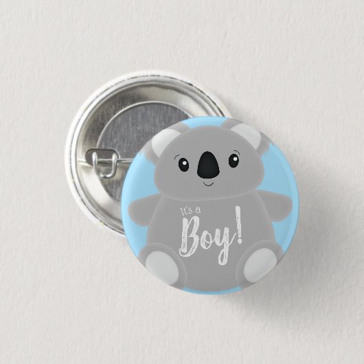 Blue Koala Beer Baby shower Ronde Button 3,2 Cm (Voorkant /achterkant)