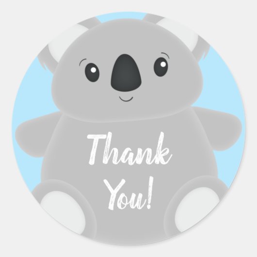Blue Koala Beer Baby shower Ronde Sticker (Voorkant)