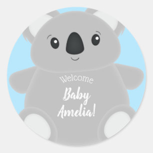 Blue Koala Beer Baby shower Ronde Sticker