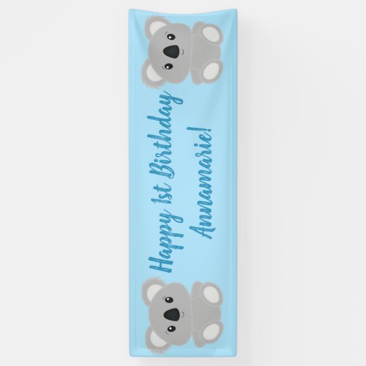 Blue Koala Beer Birthday Party Spandoek (Verticaal)