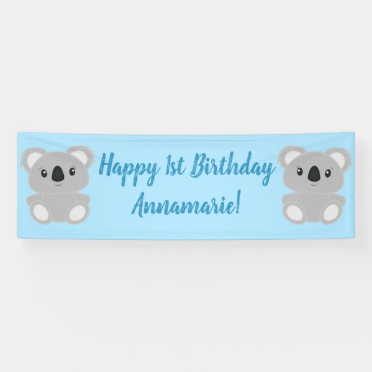Blue Koala Beer Birthday Party Spandoek (Horizontaal)