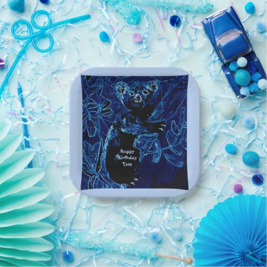 Blue Koala Beer Verjaardag Papieren Bordje (Feest)