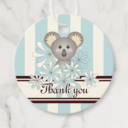 Blue Koala Boy Baby shower / Verjaardag Dank u Bedankjes Labels (Voorkant)