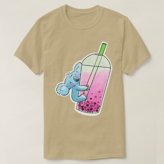 Blue Koala Loves Bubble Tea T-shirt (Design voorkant)