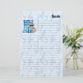 Blue Koala Mongram Letter K Lined Briefpapier (Staand voorkant)