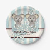 Blue Koala Twin Baby shower / Kinderverjaardag Papieren Bordje (Voorkant)