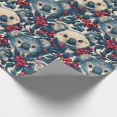 Blue Koalas Christmas Cadeaupapier (Hoek)