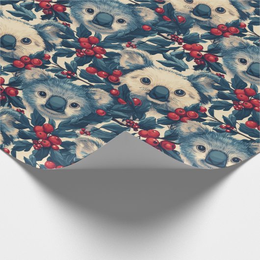 Blue Koalas Christmas Cadeaupapier (Hoek)