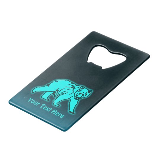 Blue Kodiak-Beer Creditkaart Flessenopener (Voorkant Gekanteld)