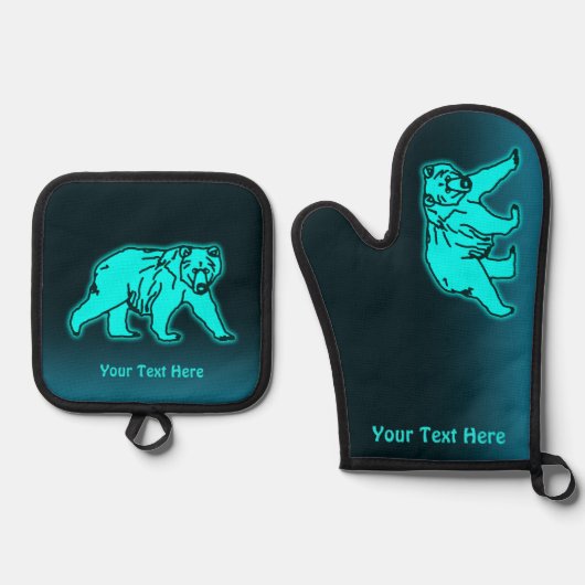 Blue Kodiak-Beer Ovenwant & Pannenlap Set (Voorkant)