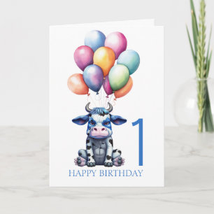 Blue Koe Birthday Kaart