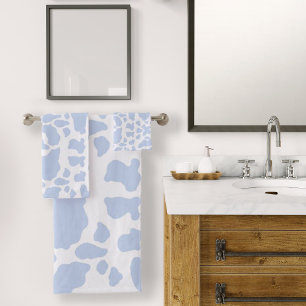 Blue Koe Spots Animal Print Patroon Bad Handdoek