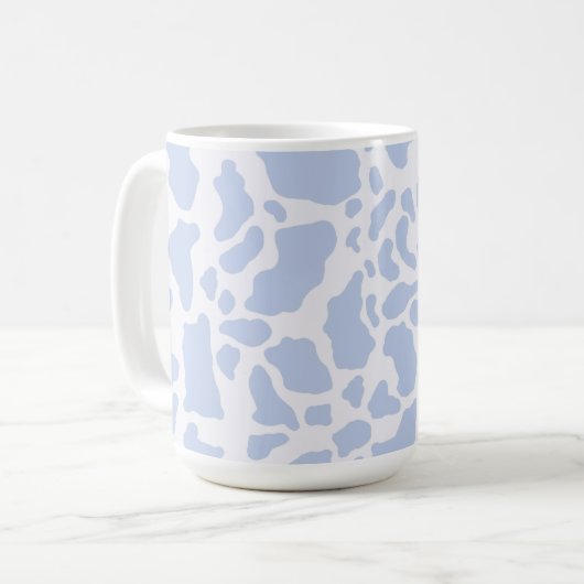 Blue Koe Spots Animal Print Patroon Koffiemok (Voorkant links)