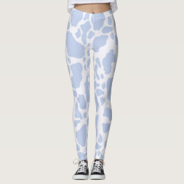 Blue Koe Spots Animal Print Patroon Leggings
