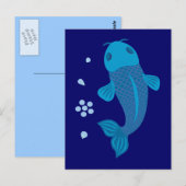 Blue Koi Fish Briefkaart (Voorkant / Achterkant)
