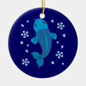 Blue Koi Fish Keramisch Ornament (Voorkant)