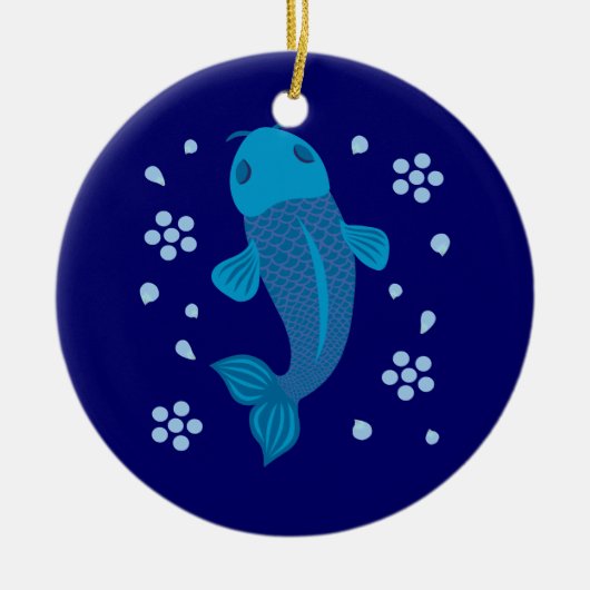 Blue Koi Fish Keramisch Ornament (Voorkant)