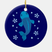 Blue Koi Fish Keramisch Ornament (Achterkant)