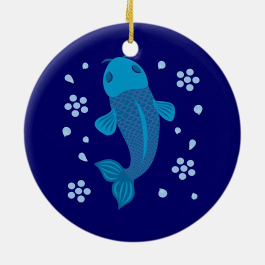 Blue Koi Fish Keramisch Ornament (Achterkant)
