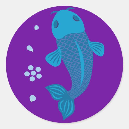 Blue Koi Fish Ronde Sticker (Voorkant)
