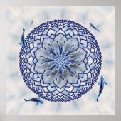 Blue Koi Lotus Mandala Poster (Voorkant)