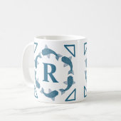 Blue Koi vis monogram initiaal Koffiemok (Voorkant links)