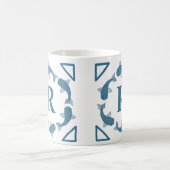 Blue Koi vis monogram initiaal Koffiemok (Center)