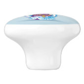 Blue Kokeshi Doll Cherry Blossom Ceramic Knob Keramische Knop (Zijkant)