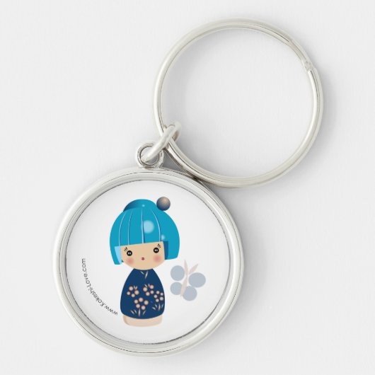 Blue Kokeshi Triplet Premium Sleutelhanger (Voorkant)
