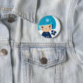 Blue Kokeshi Triplet Sluit Pin Ronde Button 5,7 Cm (In situ)