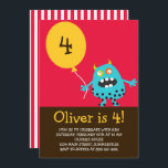 Blue Kooky Monster Kids Birthday Party Invitation Kaart<br><div class="desc">Vun en unieke verjaardagsfeestuitnodiging voor kinderen met illustraties van een blauw koekjesmonster met een ballon. Deze leuke verjaardagsuitnodiging zal perfect zijn voor kinderen die verjaardagsfeestjes houden.</div>