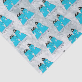 Blue Koreaans Hanbok Girl Tissuepapier (Detail)