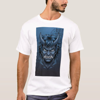 Blue Korean Dokkaebi Oni Mask T-shirt