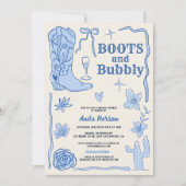 Blue krabbles boots bubbly vrijgezellenfeest kaart (Voorkant)