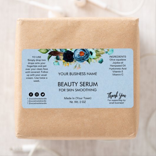 Blue Kraft Paper Effect Face Serum Labels (Insitu)
