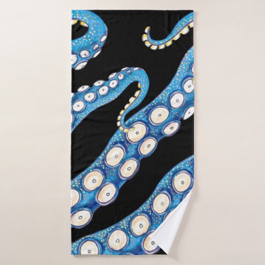 Blue Kraken Octopus Tentacles Art Bad Handdoek (Badhanddoek)