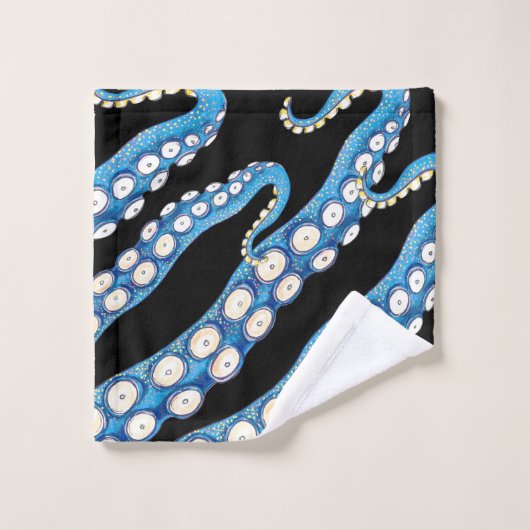 Blue Kraken Octopus Tentacles Art Bad Handdoek (Wasdoekje)